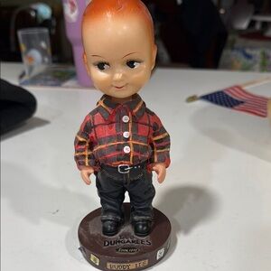 Buddy Lee Bobble Head Doll with Red and Black Outfit vintage